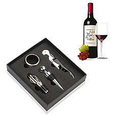 Set Cadou "Accesorii Vin, 4 piese" in cutie estetica, culoare Neagra