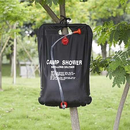 Dus solar suspendat pentru camping sau plaja, capacitate 20l, culoare Neagra