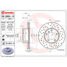 Disc frana Brake disc BREMBO Xtra 1pcs Drilled front  L/R outer diameter 296 mm thickness 22 mm BMW 5 E39 2.0-3.5 09.95-05.04 BREMBO 09.6924.1X