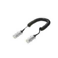 Cablu infasurat Sirma electrica spiralata poliuretan tip furtun/conducta: S lungime de lucru 3m lungime maxima 45m numar pini: 7 tip stecher: 7 24V 24V numar cabluri: 1x15+6x1mm JAEGER 611081EJ