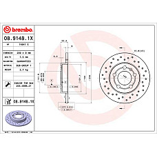 Disc frana Brake disc BREMBO Xtra 1pcs Drilled rear  L/R outer diameter 239 mm thickness 9 mm AUDI A3 TT SKODA OCTAVIA I OCTAVIA I/KOMBI VW BORA BORA I GOLF IV 1.6-3.2 12.96-12.13 BREMBO 08.9148.1X