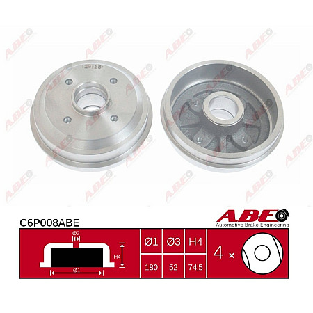 Tambur frana PEUGEOT 206 sedan Producator ABE C6P008ABE