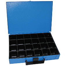 Piese standartizate si rafturi pentru piese Walizko-szuflada 24 komorowa metalowa niebieska DRESSELHAUS 4499/000/06 8509