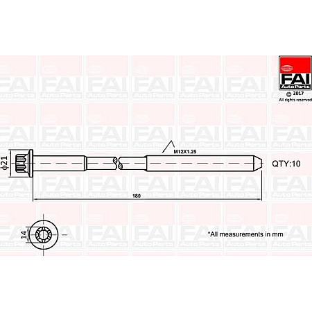 Set surub, chiulasa TOYOTA VERSO (_R2_), Dubita, 04.2009 - 08.2018 FAI AutoParts B2111