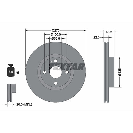 Disc frana MAZDA MX-5 II NB Producator TEXTAR 92175903