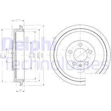 Tambur frana Spate se potriveste. SKODA OCTAVIA I OCTAVIA I-KOMBI ROOMSTER ROOMSTER PRAKTIK VW CADDY II CADDY III CADDY II-MINIV SKODA OCTAVIA I (1U5), Combi, 07.1998 - 12.2010 Delphi BF406