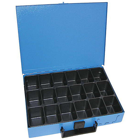 Piese standartizate si rafturi pentru piese Walizko-szuflada 18 komorowa metalowa niebieska DRESSELHAUS 4499/000/06 8583