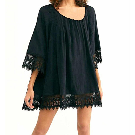 Tunica, Rochie de plaja aerisita, uoara i delicata, culoare Neagra, dimensiune Universala