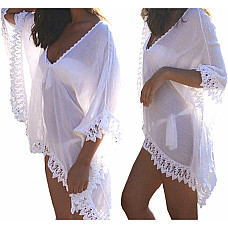 Tunica, Rochie de plaja aerisita, uoara i delicata, culoare Alba, dimensiune Universala
