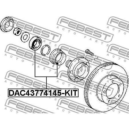 Rulment roata TOYOTA HILUX III (_N1_, _N2_), Cadru de sprijin, 02.2005 - Febest DAC43774145-KIT