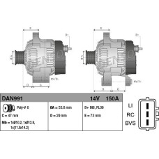 Alternator 14V 150A LAND ROVER DISCOVERY III RANGE ROVER III RANGE ROVER SPORT I 4.2-4.4 07.04-03.13 LAND ROVER DISCOVERY III (L319), Crossover, 07.2004 - 09.2009 Denso DAN991