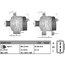 Alternator 14V 100A TOYOTA AVENSIS RAV 4 II 2.0 05.00-11.05 TOYOTA AVENSIS I (_T22_), Liftback, 09.1997 - 02.2003 Denso DAN1434