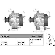 Alternator 14V 100A LAND ROVER RANGE ROVER I 3.9 11.88-07.94 Denso DAN1091