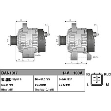 Alternator 14V 100A TOYOTA YARIS 1.0 08.05-12.11 TOYOTA YARIS II (_P9_), Hatchback, 01.2005 - 12.2014 Denso DAN1017