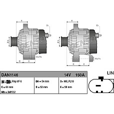 Alternator 14V 150A ALFA ROMEO GIULIA GIULIETTA FIAT 500L 500X TIPO JEEP RENEGADE 1.6D-2.0D-2.2D 04.10- JEEP RENEGADE (BU, B1), Crossover, 07.2014 - Denso DAN1146