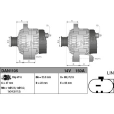 Alternator 14V 150A LAND ROVER DISCOVERY IV RANGE ROVER SPORT I 3.0D 09.09-12.18 LAND ROVER DISCOVERY IV (L319), Crossover, 09.2009 - Denso DAN1105