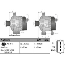 Alternator 14V 150A LAND ROVER DISCOVERY IV 2.7D 09.09-12.18 LAND ROVER DISCOVERY IV (L319), Crossover, 09.2009 - Denso DAN1106
