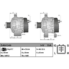 Alternator 14V 70A TOYOTA DYNA HIACE IV HILUX VI 2.5D 07.01- TOYOTA HIACE III (_H1_), Van, 08.1989 - 02.2005 Denso DAN1349