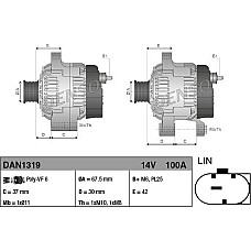 Alternator 14V 100A CITROEN C1 II PEUGEOT 108 TOYOTA AYGO 1.0 04.14- TOYOTA AYGO II (_B4_), Hatchback, 05.2014 - Denso DAN1319