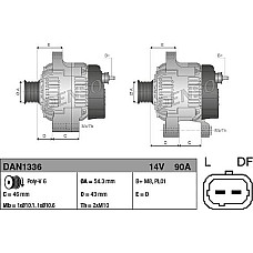 Alternator 14V 90A CITROEN BERLINGO BERLINGO MULTISPACE BERLINGO-MINIVAN C15-MINIVAN C4 C4 I C5 I C5 II C8 JUMPY PEUGEOT BIPPER (AA_), Van, 02.2008 - Denso DAN1336