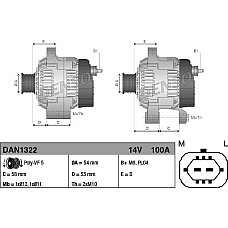 Alternator 14V 100A OPEL CORSA E 1.2-1.4-1.4LPG 09.14- VAUXHALL CORSA Mk IV (X15), Hatchback, 08.2014 - Denso DAN1322