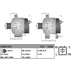 Alternator 14V 105A HONDA ACCORD VIII 2.4 07.08- HONDA ACCORD VIII (CW), Turism, 07.2008 - Denso DAN1376