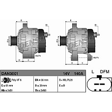 Alternator 14V 140A AUDI A1 A3 A4 B6 A4 B7 TT SEAT ALHAMBRA ALTEA ALTEA XL IBIZA IV IBIZA IV SC IBIZA IV ST LEON TOLEDO II Denso DAN3001