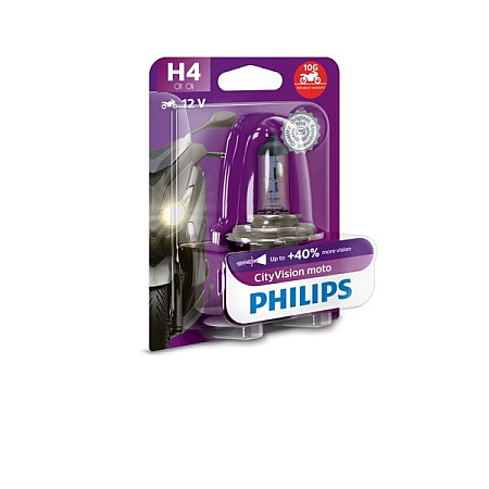 Bec, far principal Bec ambalaj blister 1buc H4 12V 60/55W P43T-38 luminozitate cu pina la 40% mai mare CityVision Moto BUELL CYCLONE DAELIM DAYSTAR S 200001-200212 PHILIPS PHI 12342CTVBW