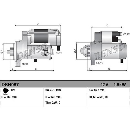 Electromotor 12V 18kW MERCEDES C C204 C W204 C T-MODEL S204 CLS C218 CLS SHOOTING BRAKE X218 E A207 E C207 E MERCEDES-BENZ C-CLASS T-Model (S204), Turism, 08.2007 - 08.2014 Denso DSN967