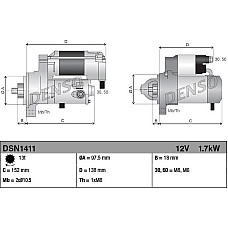Electromotor 12V 17kW JAGUAR XE XF II LAND ROVER DISCOVERY SPORT RANGE ROVER EVOQUE 2.0 06.11- JAGUAR XE (X760), Sedan, 03.2015 - Denso DSN1411