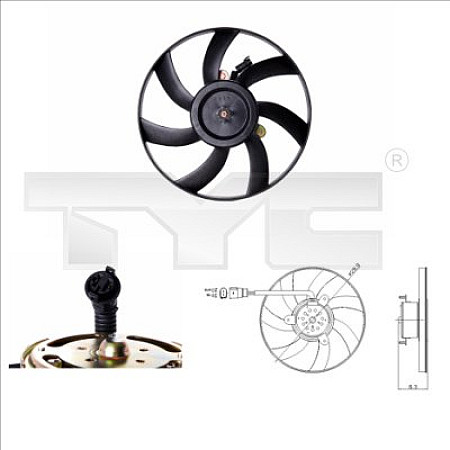 Ventilator, radiator Ventilator radiator SEAT CORDOBA CORDOBA VARIO IBIZA II INCA TOLEDO I VW CADDY II CADDY II/MINIVAN POLO POLO III CLASSIC 1.4-2.0 05.91-01.04 TYC TYC 831-0003