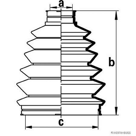 Ansamblu burduf, articulatie planetara Burduf cauciuc cap planetara exterior fi: 26/81 lungime115 MAZDA 6 1.8/2.0/2.3 06.02-08.07 HERTH+BUSS JAKOPARTS J2863016