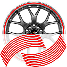 Set 16 inele din autocolant pentru jante culoare Rosu Lucios
