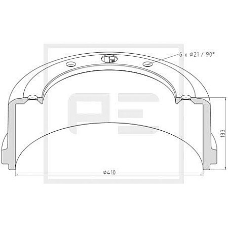 Tambur frana 410  MERCEDES PETERS 016.487-00