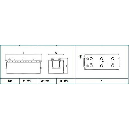 Acumulator Pornire Acumulator 12V 180Ah-1000A STARTPRO L Borna Standard 513x223x223 B00 - fara flansa de montare Pornire RENAULT TRUCKS R, 10.1980 - 12.1996 Exide EG1803