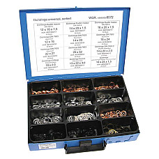 Saiba Zestaw specjalnych uszczelek do korkow olejowych 425 sztuk: DIN7603A miedz lita DIN 7603 alu DIN 7603 C miedz pelna O-ring Opel gumowa i gum-stal Ford DRESSELHAUS 4499/000/06 8572