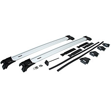 Incarcarea setului de suport Base roof rack complete aluminium silver payload: 75 kg. Protruding railings quantity per set: 2 pcs for 25-60 mm railings THULE THU 9584