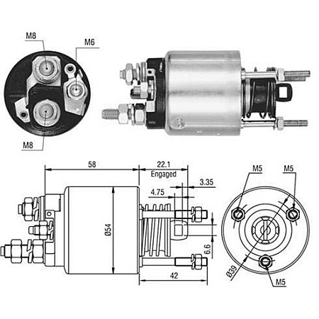 Solenoid, electromotor Electromagnet de pornire FIAT BRAVA BRAVO I MAREA PALIO SEICENTO / 600 1.0-1.4 10.95-01.10 MAGNETI MARELLI 940113050458
