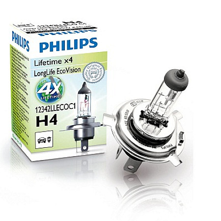 Bec, far principal Bec cutie 1buc H4 12V 60/55W P43T-38 Long Life EcoVision IVECO DAILY I DAILY II MERCEDES 123 C123 123 W123 123 T-MODEL S123 124 A124 124 C124 124 W124 11.65- PHILIPS PHI 12342LLECO/C1