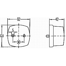 Lumina de delimitare HELLA obrysowka 62x62 alb pe un patrat negru pe HELLA 2PF004 081-001