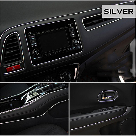 Banda decor interior crom TUNING, 5m, ARGINTIU