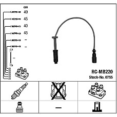 Set cablaj aprinder NGK Bujii kpl.przewodow PB W202 M111 941.10/50 20/60 00766 - NGK RC-MB220             0755
