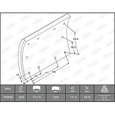 Set garnit de frictiune. frana tambur Ferodou sabot frana 350x200. de baza Beral KBL19908.0-1647