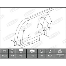 Set garnit de frictiune. frana tambur Ferodou sabot frana 364x160. de baza MERCEDES ATEGO ATEGO 2 LK-LN2 O 301 MERCEDES-BENZ O 402, Autobuz, 10.1985 - 12.1991 Beral KBL19506.3-1561