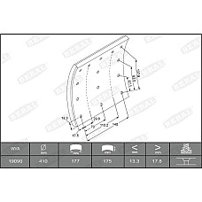 Set garnit de frictiune. frana tambur Ferodou sabot frana 410x175. Dimensiuni mari de 2mm RVI KERAX VOLVO B7 F VOLVO FL10 (FL10 6X2), 09.1985 - 09.1998 Beral KBL19090.2-1627