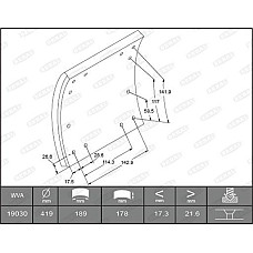 Set garnit de frictiune. frana tambur Ferodou sabot frana 419x177. de baza SAF KRS RBM RLBM RLSM RSM RZM SKRLS Beral KBL19030.0-1631