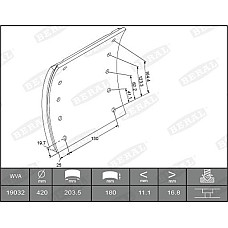 Set garnit de frictiune. frana tambur Ferodou sabot frana 420x180. 1-supradimensionat Beral KBL19032.1-1560