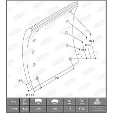 Set garnit de frictiune. frana tambur Ferodou sabot frana 420x180. 1-supradimensionat SAF KRS RBM RLBM RLSM RS Beral KBL1919111541