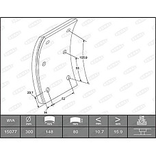 Set garnit de frictiune. frana tambur Ferodou sabot frana 300x80. de baza Beral KBL1507701541