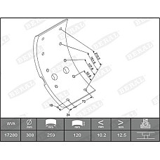 Set garnit de frictiune. frana tambur Ferodou sabot frana 308x120. 4-supradimensionate Beral KBL1728041561